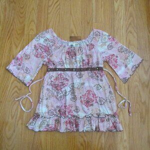 ROUTE 66 GIRL'S SIZE 6 6X PEASANT TOP PINK BROWN BOHO COUNTRY WESTERN SHIRT